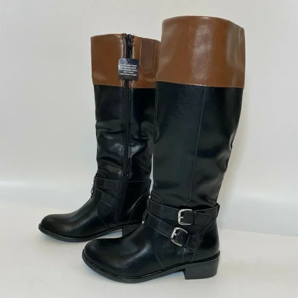 Arizona Women's Denver Block Heel Riding Boots Black/Brown sz 6/6.5/7/7.5/8/11 - Picture 1 of 7